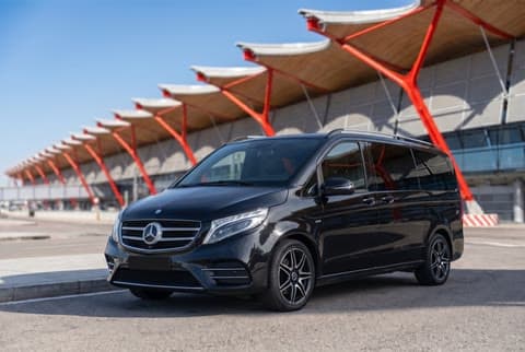Black V-Class at Madrid-Barajas Terminal 4 — premium, up to 7 passengers